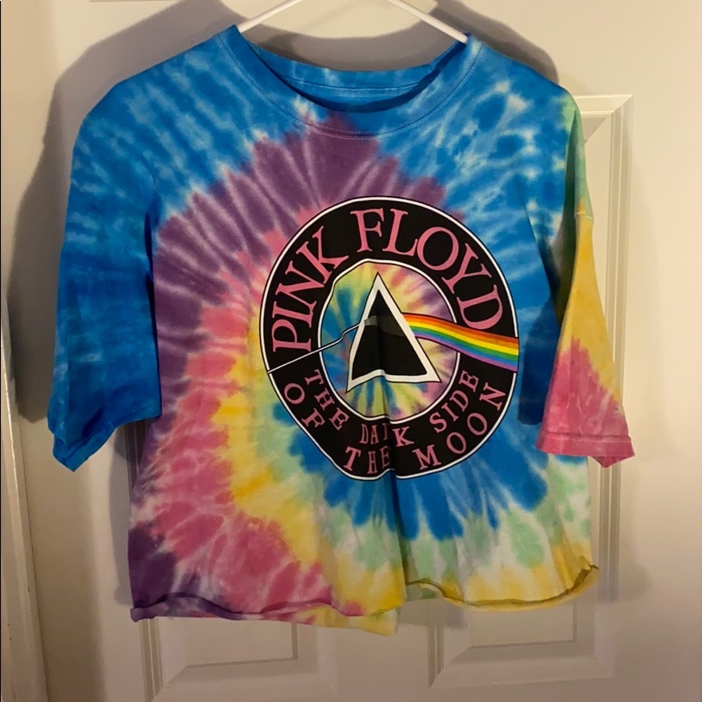 Tye dyed Pink Floyd crop top shirt